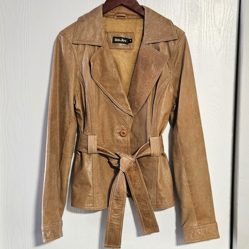 SOIA & KYO Tan Leather Jacket